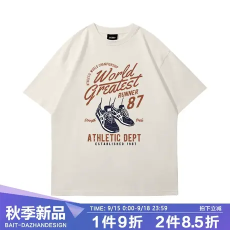 美式运动纯棉重磅t恤男短袖夏季复古休闲学院风男士潮牌半袖体恤商品大图