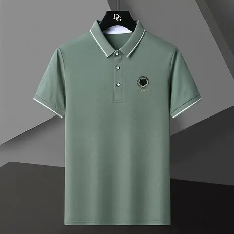 夏季男士polo衫潮牌休闲2023印花衬衫领短袖T恤青年学生爸爸装ins商品大图