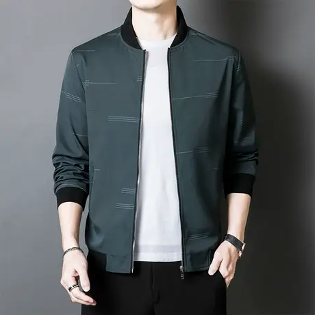 2022秋季新款中青年男士夹克时尚休闲立领棒球服爸爸大码夹克衫JK商品大图