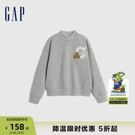 Gap男童秋冬LOGO半高领天鹅绒卫衣大小童同款洋气保暖上衣785172商品大图