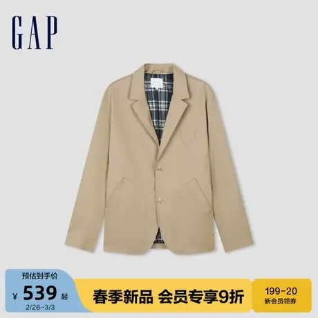 Gap男女装2024春季新款学院风徽章平驳领西装插袋休闲外套877545图片