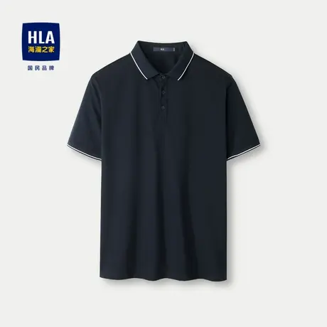 HLA/海澜之家撞色翻领短袖POLO衫2024春夏新款商务微弹上衣男商品大图