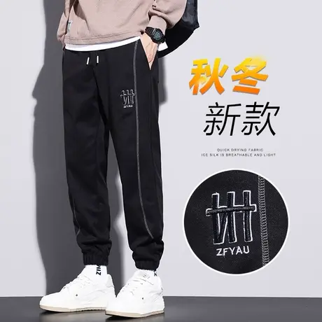 春秋冬款男士潮牌痞帅气束脚运动卫裤2023年新款高级美式休闲裤子商品大图