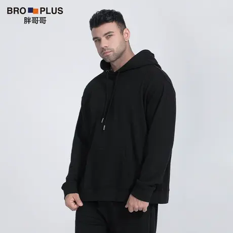 胖哥哥大码男装连帽卫衣男纯棉重磅宽松加肥加大胖子秋冬男士外套图片
