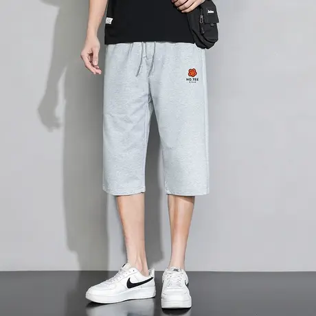 男士短裤子夏季外穿潮流百搭直筒修身灰色七分裤休闲运动卫裤男生商品大图
