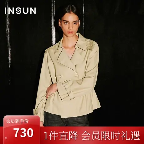 恩裳COVER2023秋季新款时尚休闲短款抽绳风衣飒爽气质女士薄外套商品大图