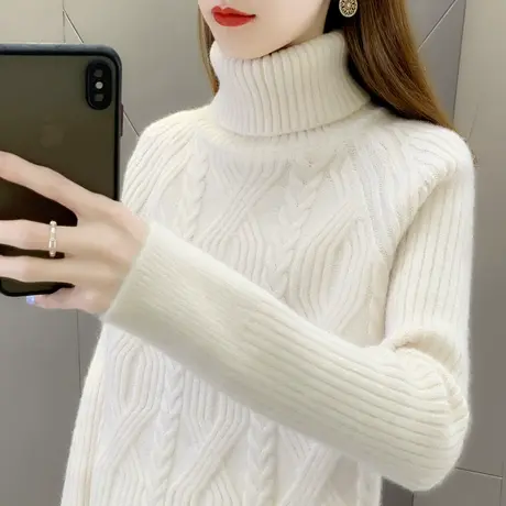 女士高领加厚毛衣女冬季2022新款爆款洋气宽松保暖针织打底衫百搭商品大图