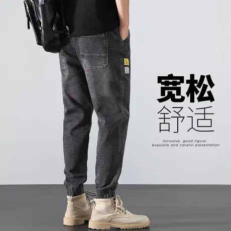 夏季薄款工装牛仔裤男士束脚2023年新款夏天九分休闲哈伦裤男裤子商品大图