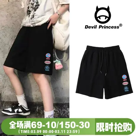 2024年夏季新款ins潮牌港风vibe甜酷运动风短裤女宽松显瘦五分裤图片