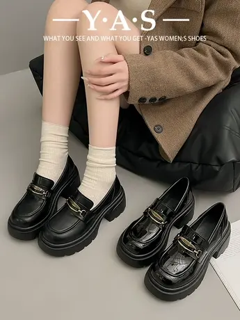 新品乐福鞋女款春季粗跟通勤厚底百搭学院小个子工作jk单鞋小皮鞋商品大图
