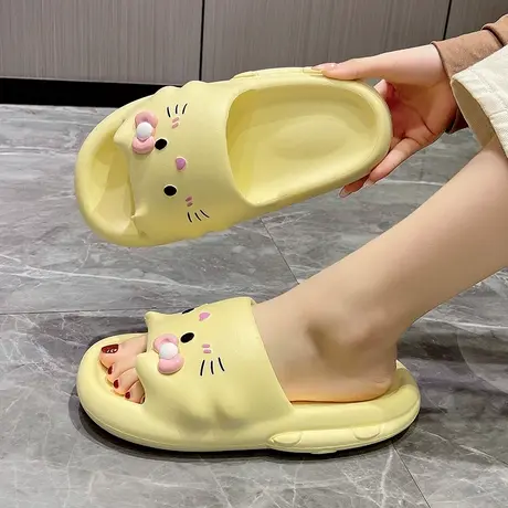 拖鞋女款夏季外穿卡通可爱猫咪室内居家踩屎感厚底EVA防滑凉拖鞋商品大图