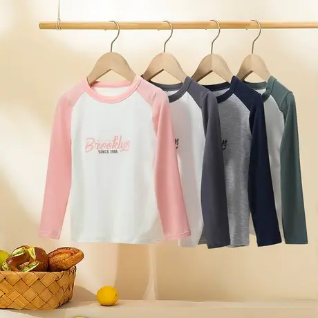 男童长袖t恤春秋儿童体恤中大童女童上衣秋季打底衫莫代尔秋衣图片