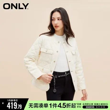 ONLY冬季简约休闲箱型贴袋短款牛仔外套女|12340B008商品大图