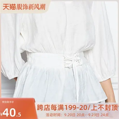 艾格2023春季女装设计感小众时尚百搭纯色宽松收腰V领衬衫Z161商品大图