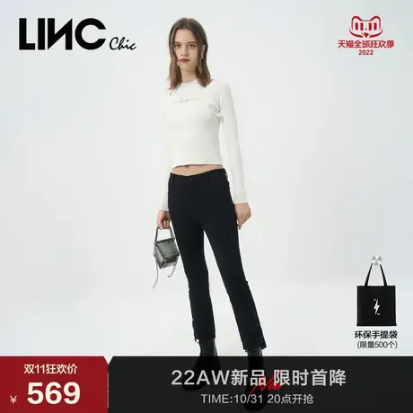 LINC金羽杰2023秋冬季新款高弹修身小微喇羽绒裤女Y22807378图片