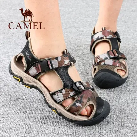 Camel/骆驼夏季镂空透气包头平底户外休闲徒步旅游沙滩女士凉鞋子商品大图