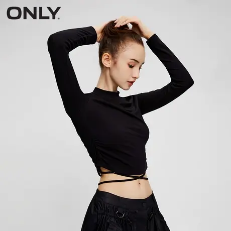 ONLY2023冬季新款时尚百搭修身半高领短款长袖T恤女|123402001商品大图