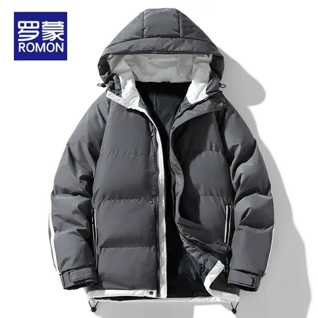 罗蒙连帽棉服男2023新款潮牌冬装保暖加厚羽绒棉衣秋冬季棉袄外套图片