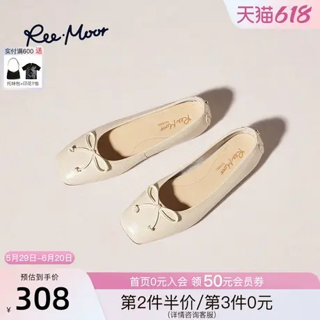 REEMOOR睿慕2025春夏新款舒适软底浅口平底单鞋女蝴蝶结蛋卷鞋商品大图
