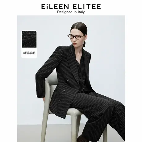 朗姿欧洲EiLEEN ELITEE羊毛黑色高级感西装2025春新款女西服外套图片