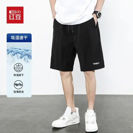红豆夏季薄款短裤男休闲透气宽松舒适百搭运动直筒松紧腰五分裤图片