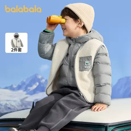 巴拉巴拉童装羽绒服男童2025新款春装两件套女童保暖宝宝连帽外套图片
