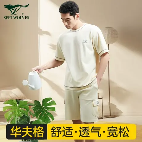 七匹狼睡衣男款家居服睡裤薄款男生短袖短裤2025新款男士居家套装商品大图