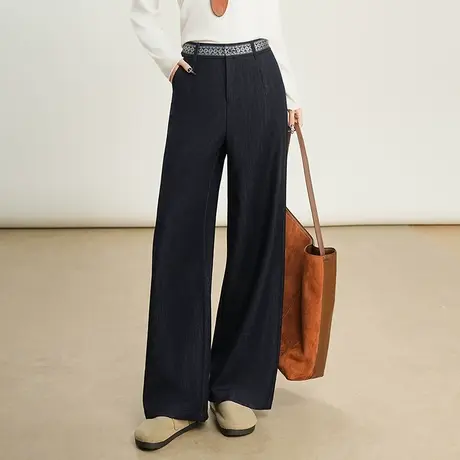 时尚松弛感阔腿休闲裤女2025秋季新款高腰宽松显瘦长裤百搭潮裤子图片