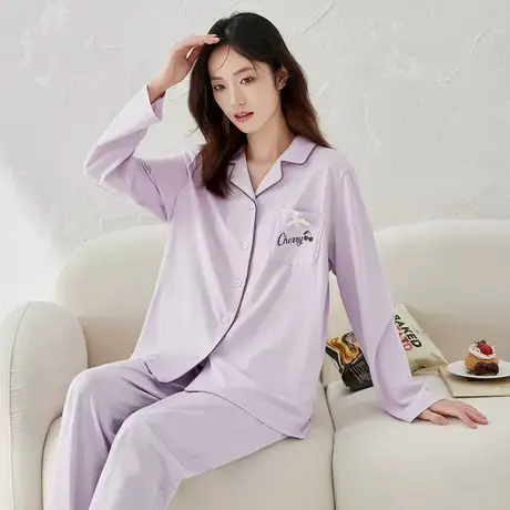 顶瓜瓜睡衣女款纯棉长袖薄款可外穿家居服套装女士商品大图