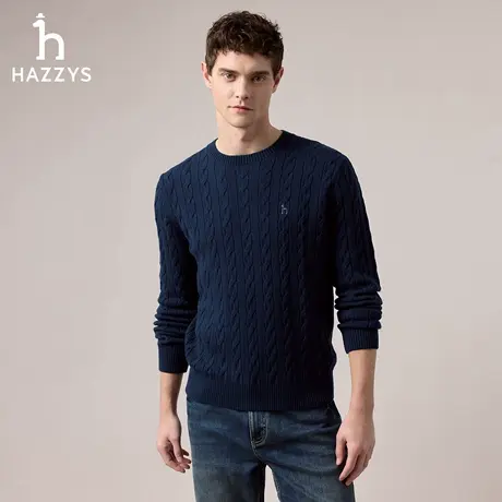 【商场同款】HAZZYS哈吉斯2025秋季新品男装针织衫圆领套头毛衣图片