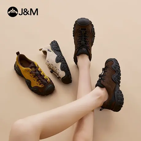 J＆M/快乐玛丽户外登山鞋女2025春季新款工装真皮耐磨防滑运动鞋商品大图