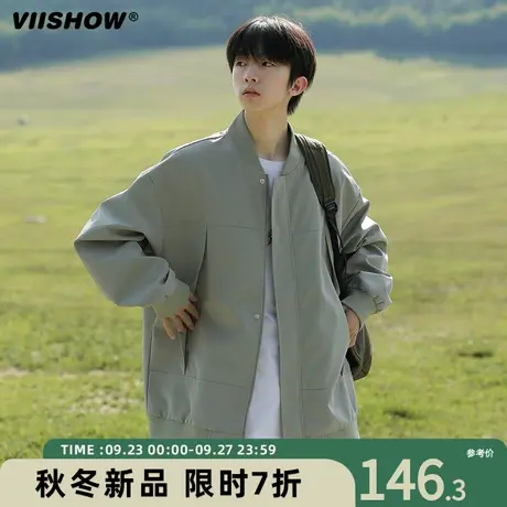 VIISHOW外套男春秋季日系复古休闲工装宽松潮牌飞行员夹克棒球服商品大图