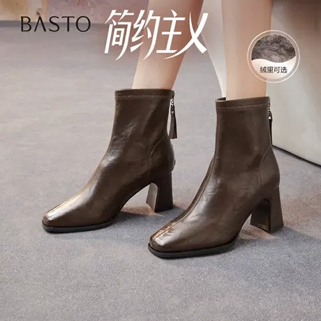 【好物体验专享】百思图25冬商场新款小踝靴女短靴马丁靴F5217DD5图片