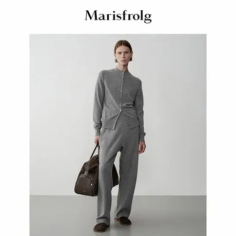 Marisfrolg玛丝菲尔2025冬新款羊毛混纺休闲直筒修身气质针织长裤商品大图