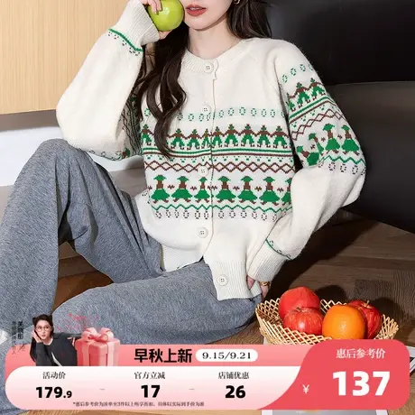 唐狮2025秋冬毛衣外套女节日氛围复古圆领毛线衫高级感超好看上衣商品大图