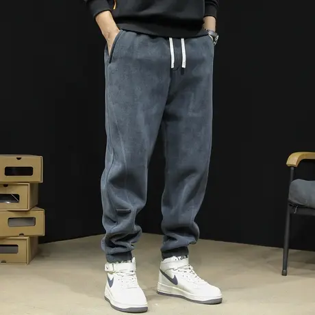 灯芯绒休闲运动裤男秋冬23新款束脚卫裤男士加绒加厚裤子大码冬季图片
