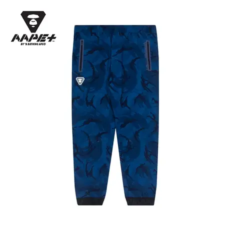 AAPE+ 运动男装秋冬猿颜徽章拉链口袋撞色拼接迷彩长裤6658XAF商品大图