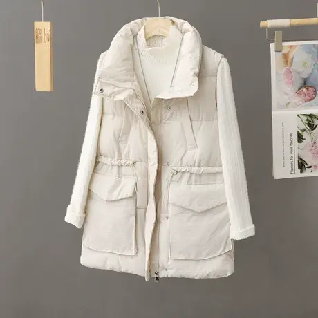 休闲大口袋棉马甲女款2023秋冬新款爆款中长款宽松马夹外穿棉背心图片