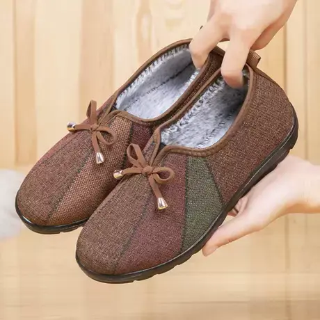 新款老北京棉鞋女冬加绒保暖妈妈鞋防滑软底奶奶鞋中老年棉靴加厚商品大图