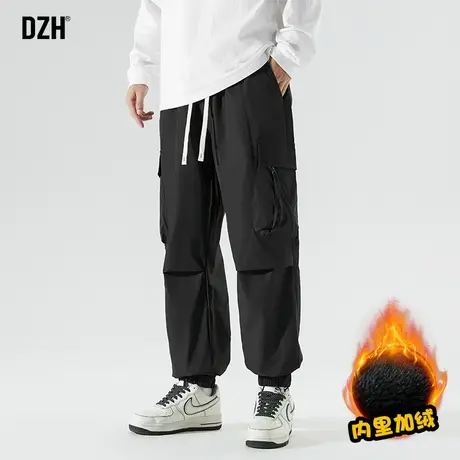 男士加绒裤黑色工装裤男加绒冬季束脚裤男生加厚裤子宽松2023新款商品大图