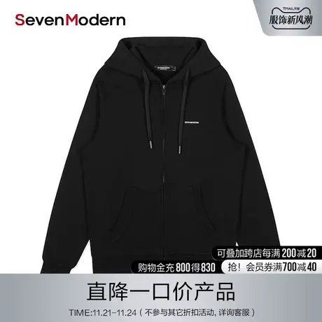 【清仓商场同款】柒牌潮牌SevenModern时尚纯色百搭连帽卫衣商品大图