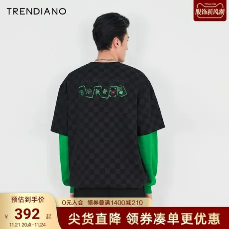 TRENDIANO官方2023新款春季男装短袖圆领T恤潮图片