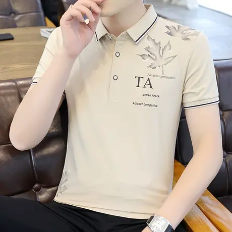 【纯棉】翻领短袖T恤男2023夏季新款透气休闲Polo衫上衣打底衫ins商品大图