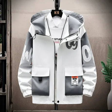 青少年夹克男春秋装薄款上衣连帽卫衣秋季休闲外套中学生外穿秋衣商品大图