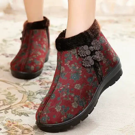 老妈鞋奶奶棉鞋老北京布鞋女中年妈妈款女式女士加绒软底保暖冬季商品大图