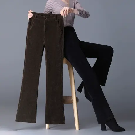 喇叭裤女秋冬2023新款高腰显瘦垂感阔腿裤微喇裤加厚休闲妈妈裤子图片