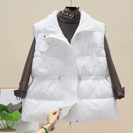 羽绒棉马甲女短款2023冬季新款时尚抽绳收腰休闲马夹爆款棉服外套商品大图