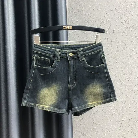 2023秋季新款复古磨白牛仔短裤女美式宽松显瘦百搭弹力阔腿裤热裤图片