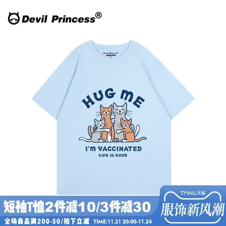 ulzzang小众学院风卡通奶蓝色短袖女t恤宽松正肩夏季新款半袖上衣图片