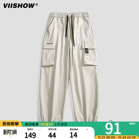VIISHOW复古日系多口袋直筒休闲裤男潮牌宽松阔腿百搭工装长裤商品大图